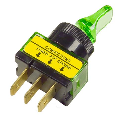Grote 82-1911 Electrical Switch - On/Off - 20 Amp - Lighted - Green