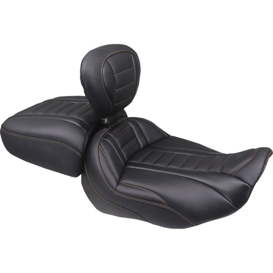 Mustang 89401MO Deluxe Touring Solo Seat - Mandarin Orange Stitching