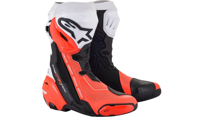 Alpinestars Supertech R Vented Boots Black/White/Red Fluo Red