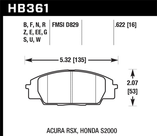 Hawk Performance HB361B.622 HAWK HPS 5.0 Brake Pad Sets