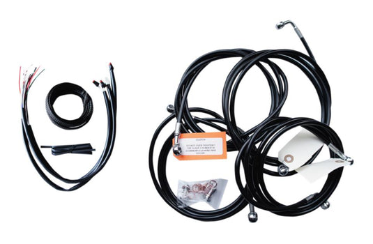 La Choppers LA-8053KT2-19B Complete Handlebar Cable and Brake Line Kit - Black Vinyl/Stainless