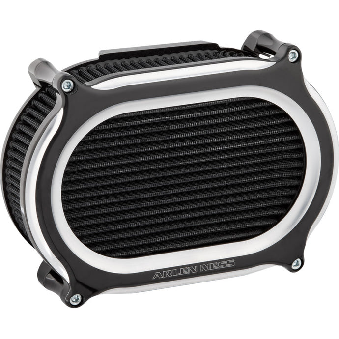 Arlen Ness 600-186 Stage II Oval Performance Air Filter Kit - Black Anodized w/ Machined Accents