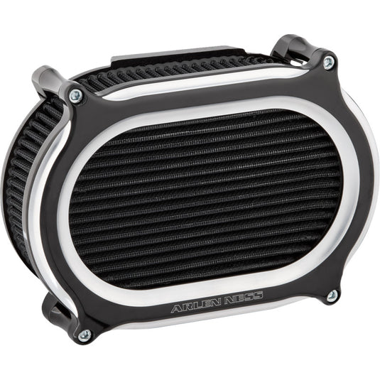 Arlen Ness 600-186 Stage II Oval Performance Air Filter Kit - Black Anodized w/ Machined Accents