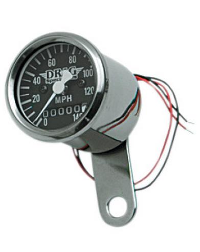 Drag Specialties 7805-6845 1 7/8in. Mini Mechanical Speedometer - 2240:60 Ratio - Black Face