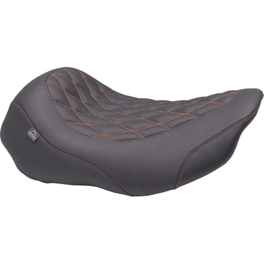 Mustang 88503MO Wide Tripper Solo Seat - Black/Mandarin Orange Stitching