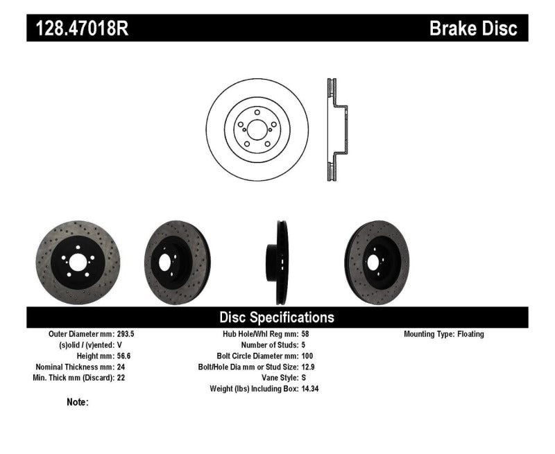 Load image into Gallery viewer, Stoptech 128.47018R ST Drilled Sport Brake Rotors
