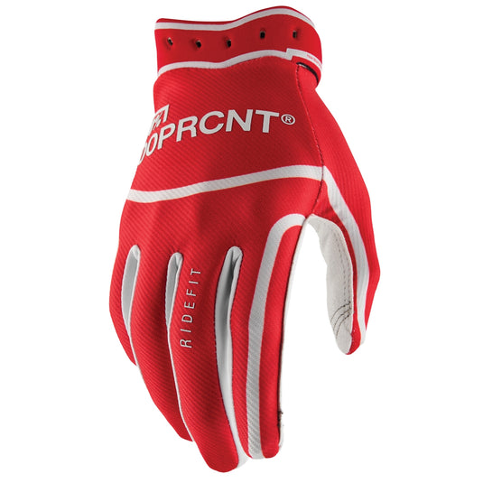 100% Ridefit 2 Gloves (Small, White/Red)