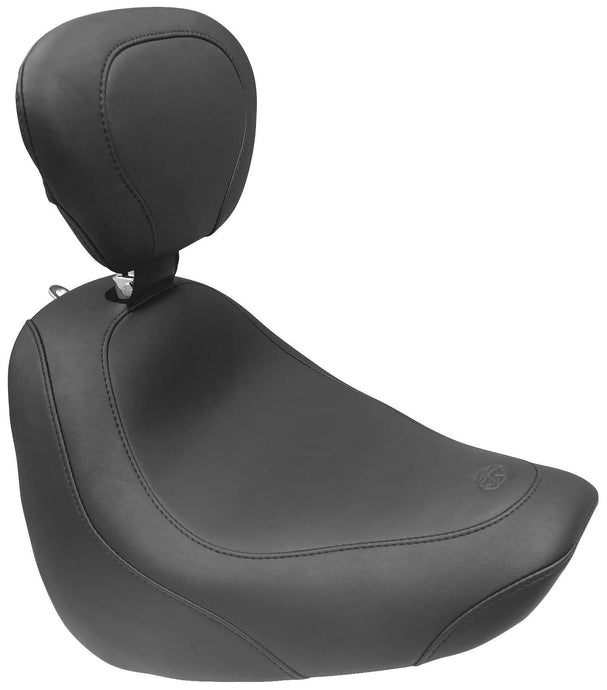 Mustang 79336 Wide Tripper Solo Seat with Driver Backrest - Smooth - Black