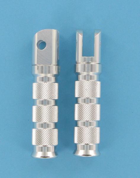Emgo 50-11231 Round Style Footpegs - Rider - Silver