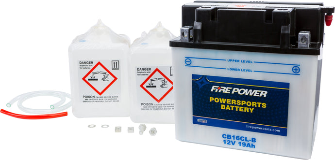 Fire Power CB16CL-B Conventional 12V Heavy Duty Battery With Acid Pack