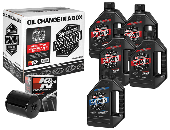 Maxima 90-119015PB Sportster Synthetic Oil Filter Kit with Black Filter - 20W50