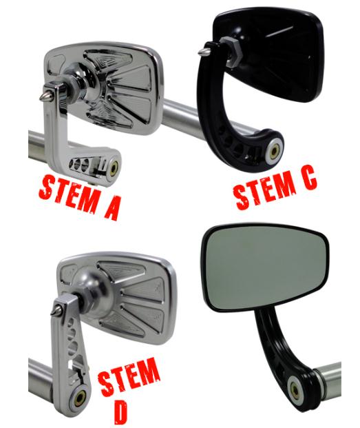 Joker Machine 09-314-DB Cafe Style Bar End Mirror 3 7/8in. W x 2 7/16in. T Mirror End - Stem D - Black Anodized
