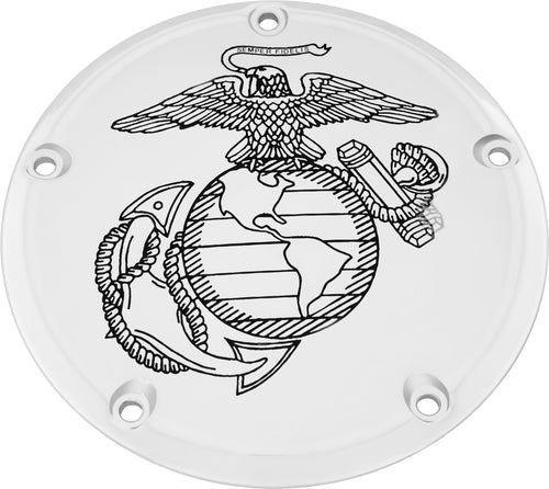 Custom Engraving Ltd MAR01-67 Patriotic Derby Cover - Marine Ega - Chrome