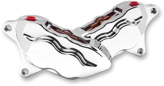 Hawg Halters Inc FKDDCC5018 4 Piston Dual Disc Front Brake Caliper Kit - Chrome