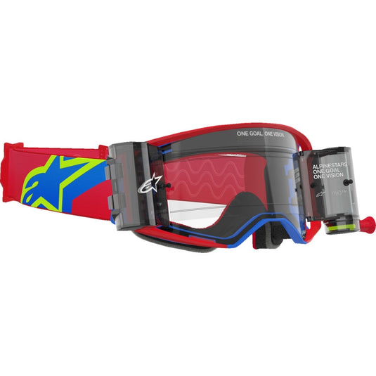Alpinestars Supertech Corp Roll-Off Goggles (One Size Fits Most, Red/Blue / Clear Lens)