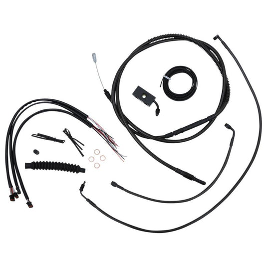 La Choppers LA-8152KT2-19M Complete Handlebar Cable/Brake & Clutch Line/Wire Kit - Midnight