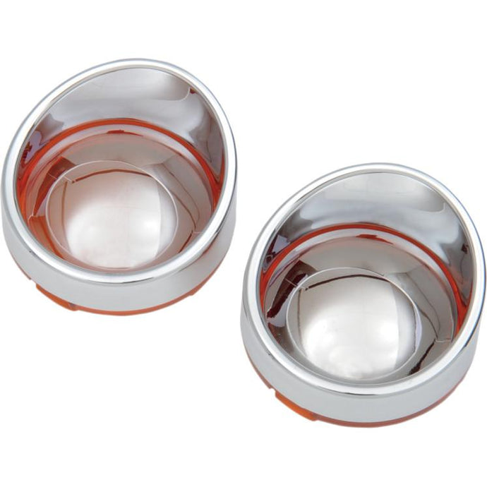 Drag Specialties 2020-0400 Visor style Bezel and Lens for Deuce style Turn Signals - Amber/Mirror