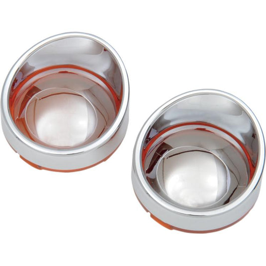 Drag Specialties 2020-0400 Visor style Bezel and Lens for Deuce style Turn Signals - Amber/Mirror