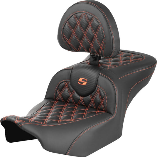 Saddlemen 823-07-206B3 Roadsofa CF LS Seat with Backrest - Orange Stitching