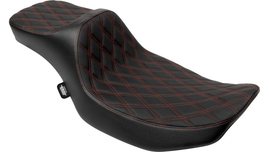 Drag Specialties 0801-2036 Extended Reach Predator III 2-Up Seat - Double Diamond - Red hread (Black)