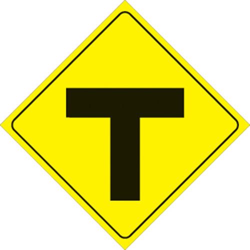 Voss 436 T YR 12x12in. Reflective Trail Sign -  T- Intersection (Yellow/Black)