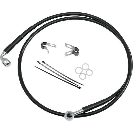 Drag Specialties 1741-3984 Extended Stainless Steel Front Brake Line Kit - Black Vinyl Coated - 17-1/4in, 21-1/2in, 38-1/4in.