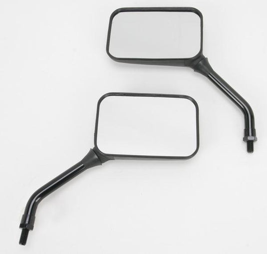 Emgo 20-78203 Universal Rectangular Mirror - GP Deluxe - Short Stem - Black - 130mm x 85mm - 10mm Thread - Both