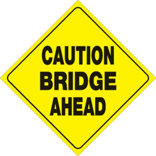 Voss 480 CBA YR 12x12in. Reflective Trail Sign - Caution Bridge Ahead (Yellow/Black)