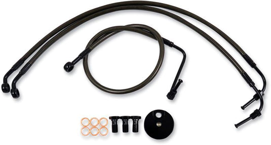 La Choppers LA-8010B16M Midnight Braided Brake Lines - 15-17in. Ape Hangers