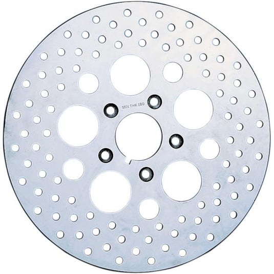 Drag Specialties DS-325737 Polished Stainless Steel Drilled Brake Rotor