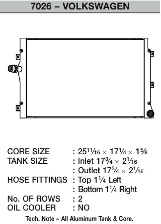Csf 7026 CSF Radiators - Aluminum