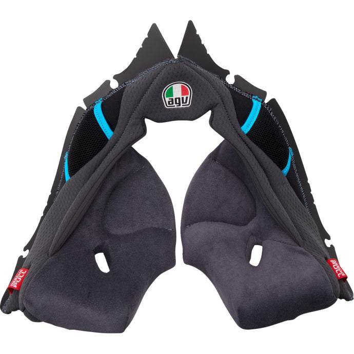 Agv Cheek Pads for Pista GP RR Helmets - Gray/Cyan - 2XL