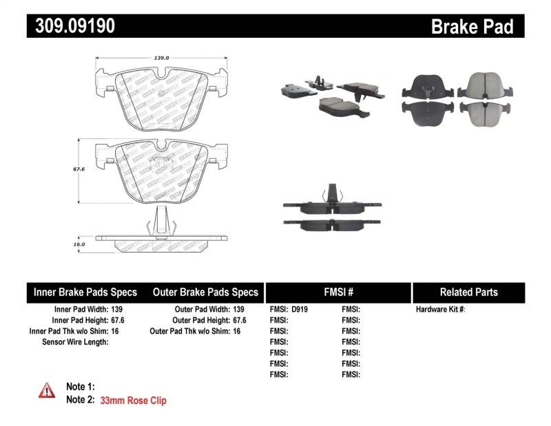 Load image into Gallery viewer, Stoptech 309.09190 ST Sport Brake Pads
