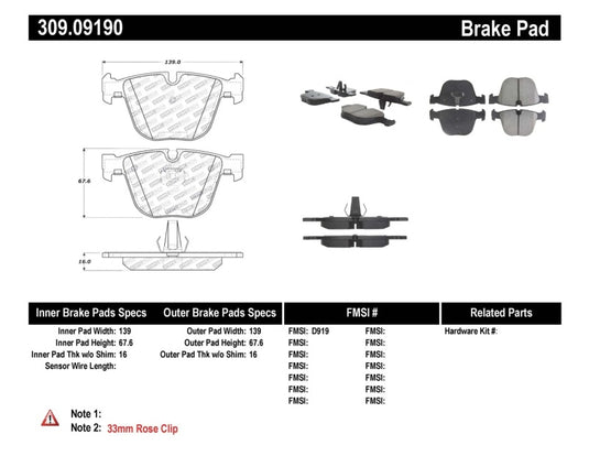Stoptech 309.09190 ST Sport Brake Pads