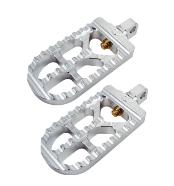 Joker Machine 08-56-3 Adjustable Serrated Long Footpegs - 4 1/2in. Long x 2 1/2in. Wide x 1in. Thick - Raw Aluminum