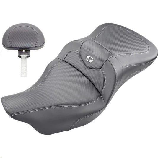 Saddlemen 808-07B-185TBR Road Sofa Seat with Backrest - Carbon Fiber