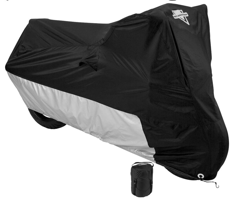Load image into Gallery viewer, Nelson-Rigg MC-904-03-LG MC-904 Defender Deluxe Motorcycle Cover - Black/Silver - Large
