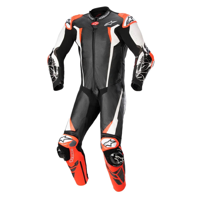 Load image into Gallery viewer, Alpinestars Racing Absolute V2 Leather Suit (40, Black/White/Red Fluo)
