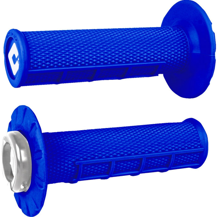 Odi J33HWU-S ATV MX Half Waffle V2 Lock on Grips - Bright Blue/Silver