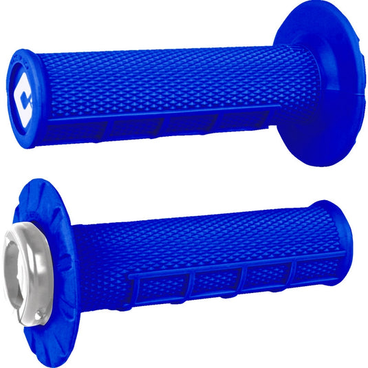Odi J33HWU-S ATV MX Half Waffle V2 Lock on Grips - Bright Blue/Silver