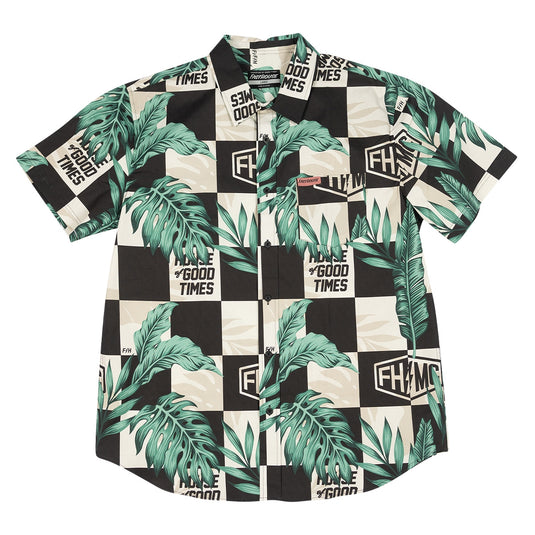 Fasthouse Poolside SS Button-Up Shirt (XX-Large, Black/Off-White)