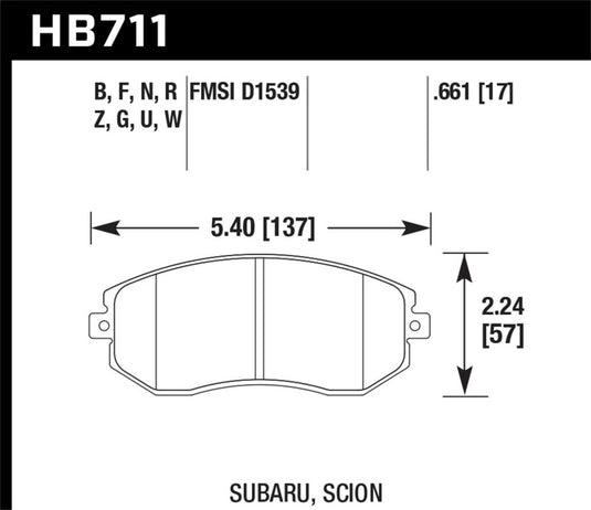 Hawk Performance HB711W.661 HAWK DTC-30 Brake Pad Sets