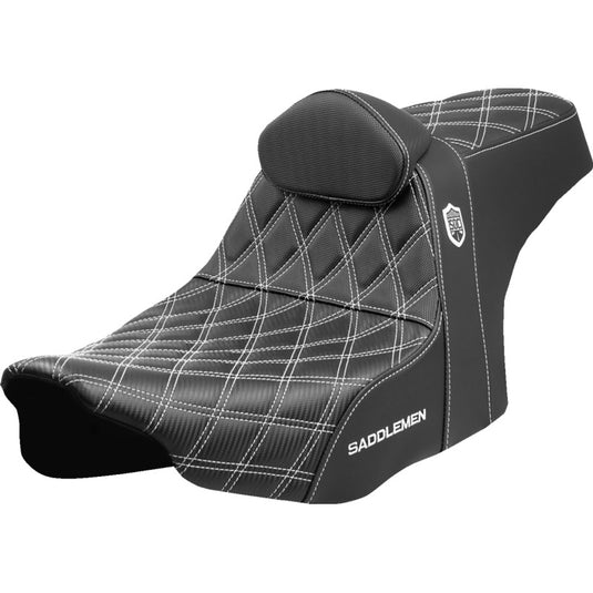 Saddlemen SC82307DB6 Pro Series SDC Performance Gripper Seat with Drivers Backrest - White Stitching