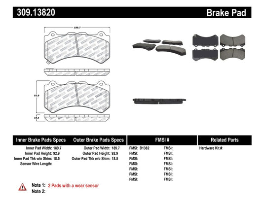 Stoptech 309.13820 ST Sport Brake Pads