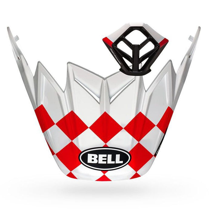 Bell Helmets Fasthouse Checkers Visor/Mouthpiece Accessory Kit for Moto-9 Helmets - Matte White/Red