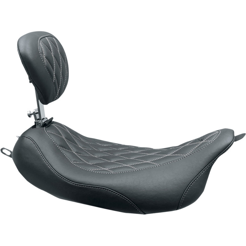 Mustang 79727GM Wide Tripper Seat with Driver Backrest - Doble Diamond - Black/Gray