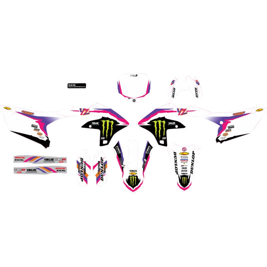 Dcor 20-50-705 YZ Retro Monster Energy Complete Graphics Kit - White Background