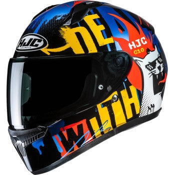 Hjc C10 FOP Youth Helmet (Large, Blue/Yellow (MC-23))