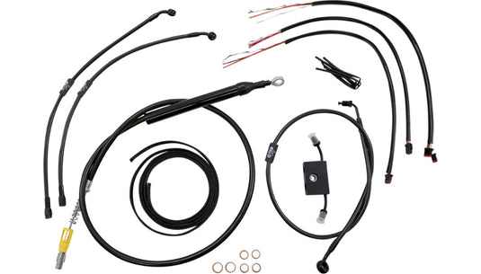 La Choppers LA-8157KT2-19M Complete Handlebar Cable/Brake & Clutch Line/Wire Kit - Midnight Braided