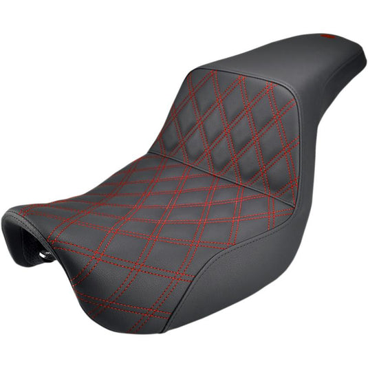 Saddlemen 806-04-172RD Step-Up LS Seat - Black with Red Lattice Stitch